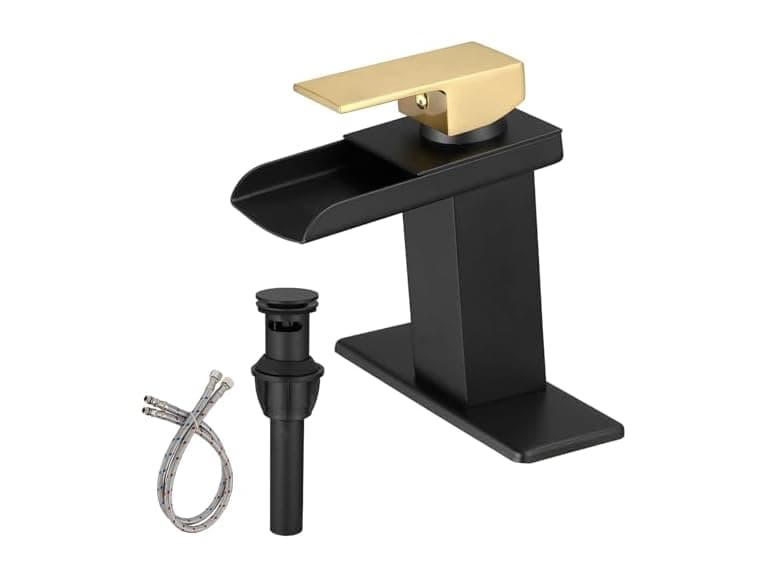 BATHLAVISH Black and Gold Bathroom Sink Faucet - Image 1