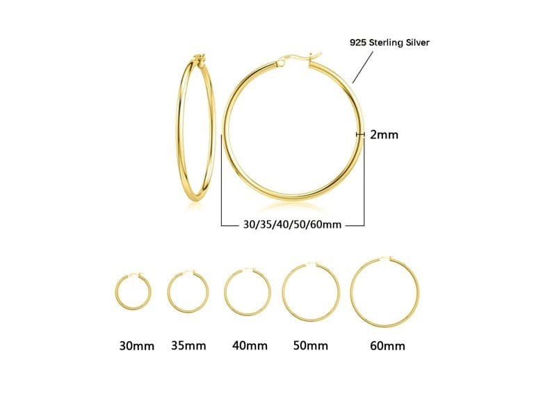 Yeidid 18K Women's Classic Hoop Earrings - Image 1