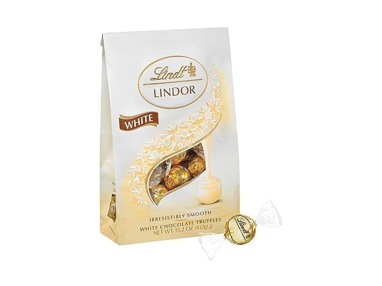Lindt LINDOR White Choc Truffles Bag 15oz - Image 1