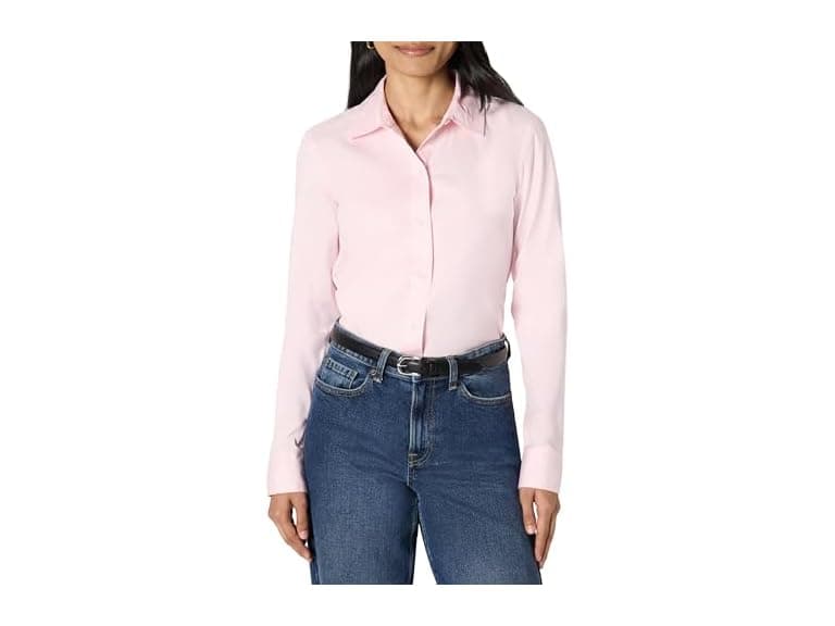 Amazon Essentials Women Stretch Poplin Button-Up Shirt - Image 1