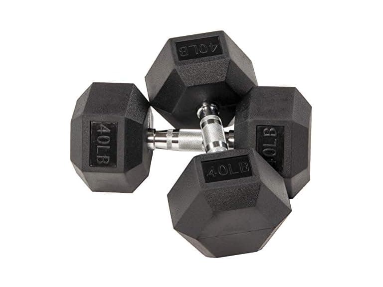 Fitvids 2nd Gen Rubber Coated Dumbbell, 40lbs, Pair - Image 1