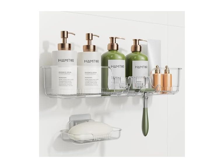 HAMITOR 2 Piece Adhesive Shower Caddy - Image 1