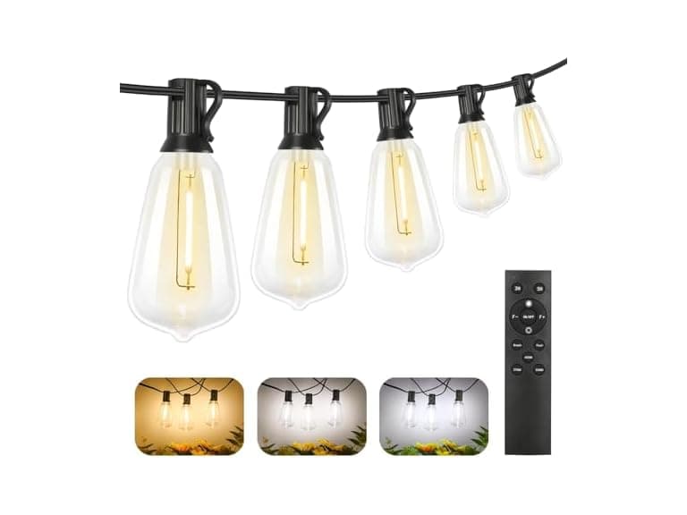 Brightever Dimmable Outdoor String Lights w/ Remote,50FT - Image 1