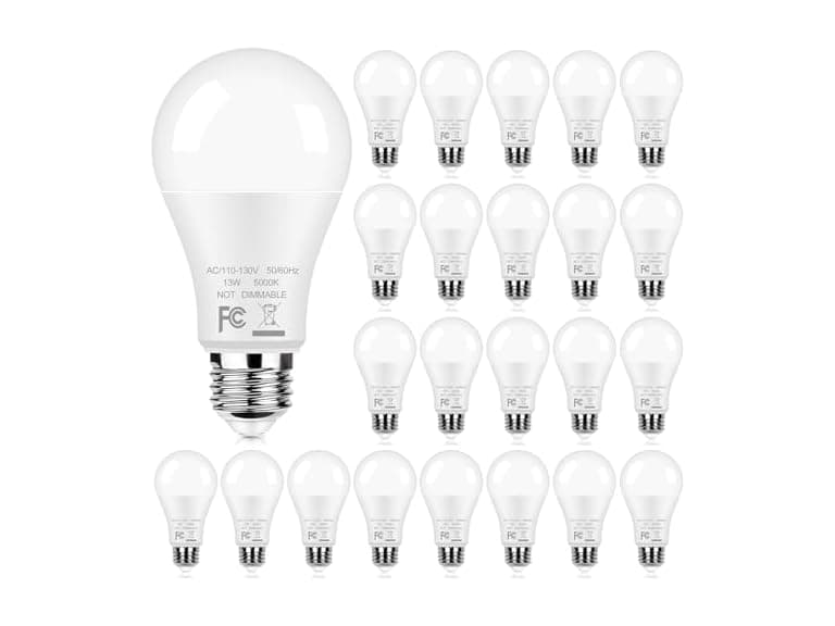 24-Pack A19 LED Light Bulbs, 13W 5000K Daylight White Bulbs - Image 1