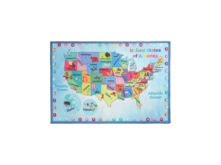 Superior Map Non-Slip Kids Washable Indoor Area Rug - Image 1