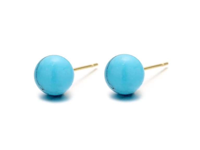 14k Gold Turquoise Ball Studs - Image 1