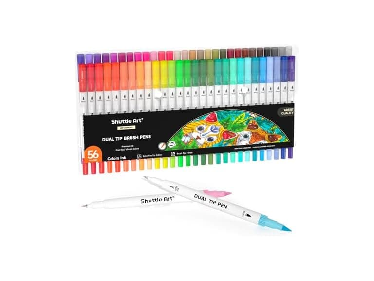 Shuttle Art Dual Brush Marker Pens, 56 Colors - Image 1