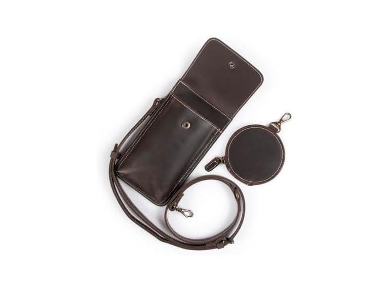 Leather Phone Bag Crossbody Chestnut - Image 1