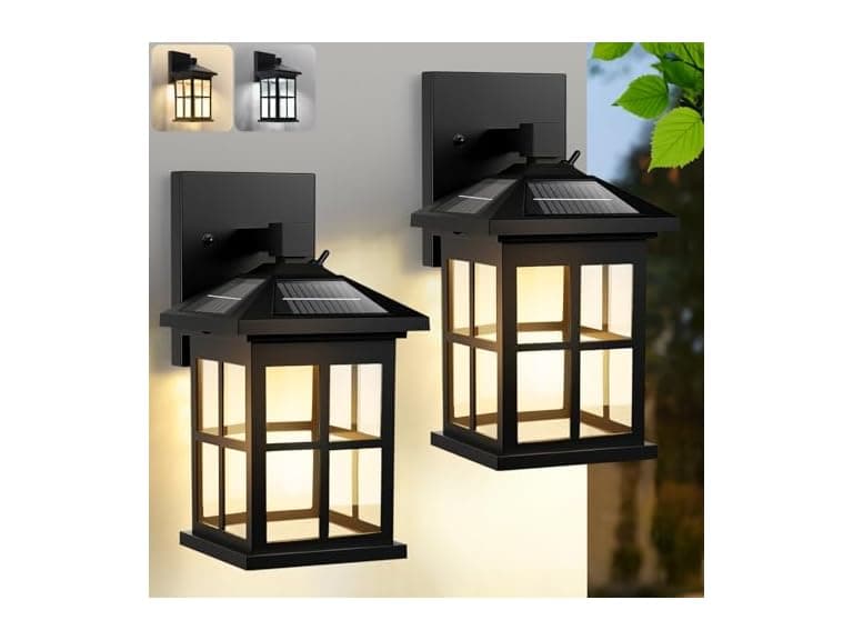 TOWPONICS Dusk to Dawn LED Wall Sconces with Glass Shades for Patio, 2-Pack - Image 1
