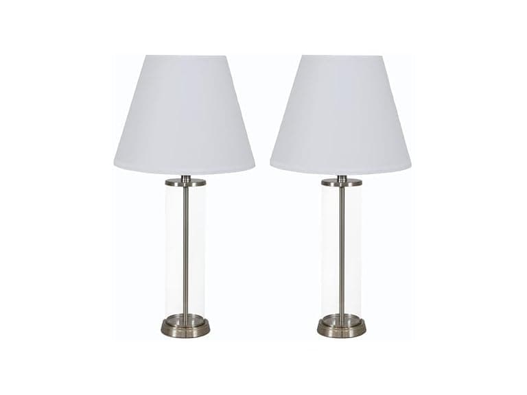 Glass Cylinder Table Lamp 2-pack w-Shade - Image 1