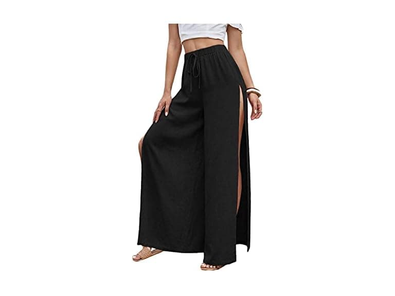 Wdirara Women (L) Tie Front Elastic Waist Pants - Image 1