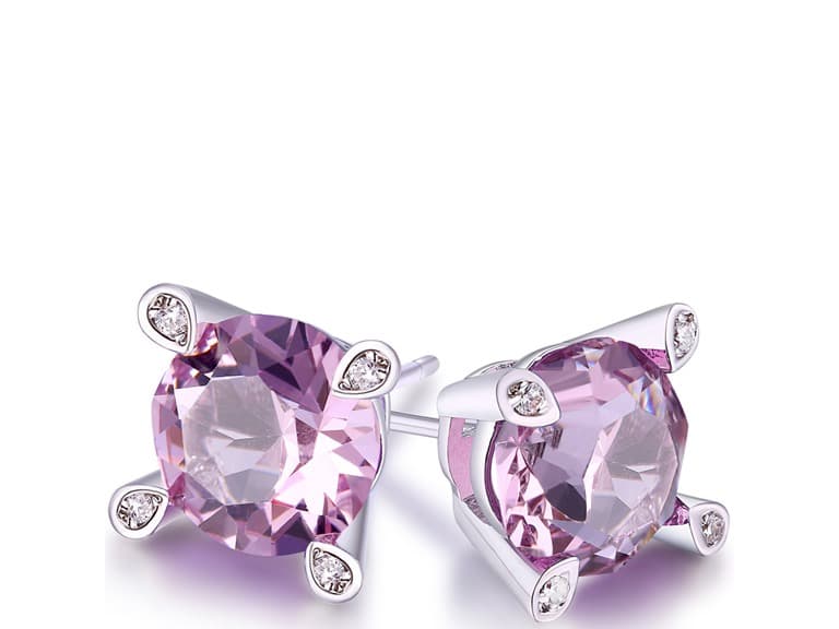 Amethyst Stud Earring in 18K White Gold - Image 1