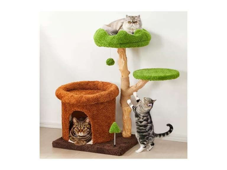 Cute Cat Tree with Scratching Posts, Bed & Condo - Image 1