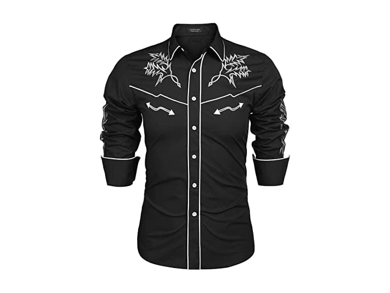 Coofandy Men (XXL) Western Cowboy Shirt Long Shirt - Image 1
