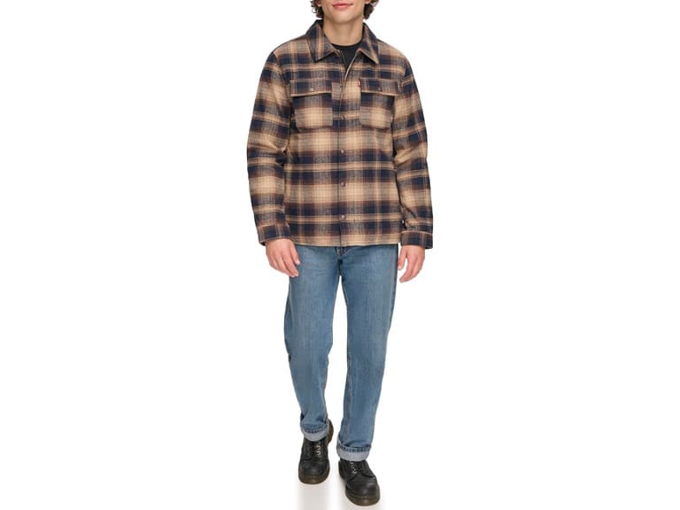 Levis Mens Classic Plaid Shirt Jacket (L) - Image 1