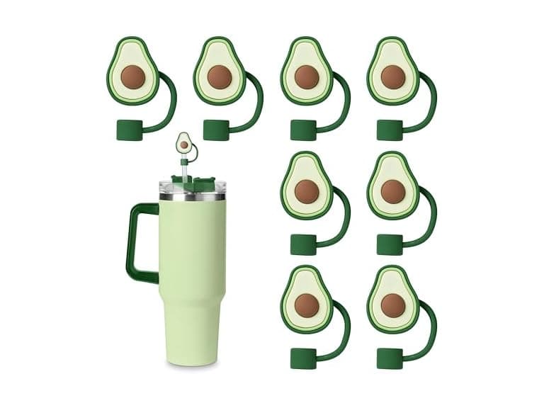 COOK WITH COLOR 8Pc Avocado Straw Covers - Image 1