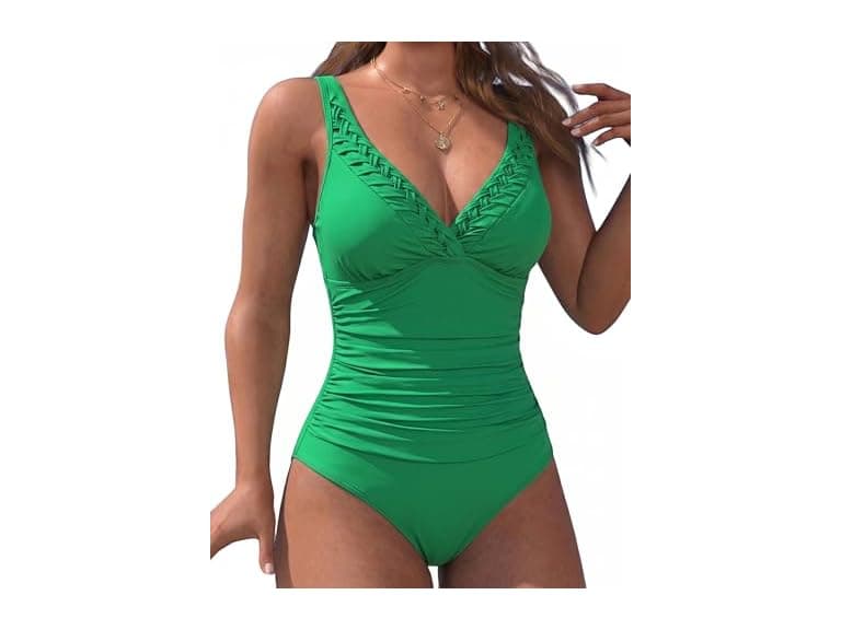 Hilor Women (8) One Piece Pin Tucked Swimsuits - Image 1