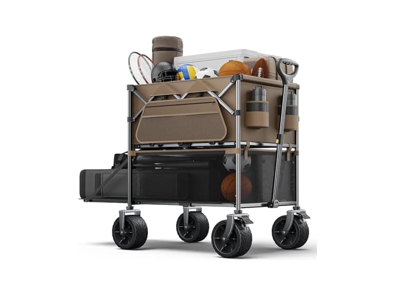 Everyfun 480Lbs Foldable Double Decker Wagon Cart - Image 1