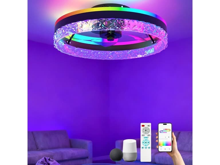 Smart RGB LED Ceiling Fan 20 w/ Remote - Image 1