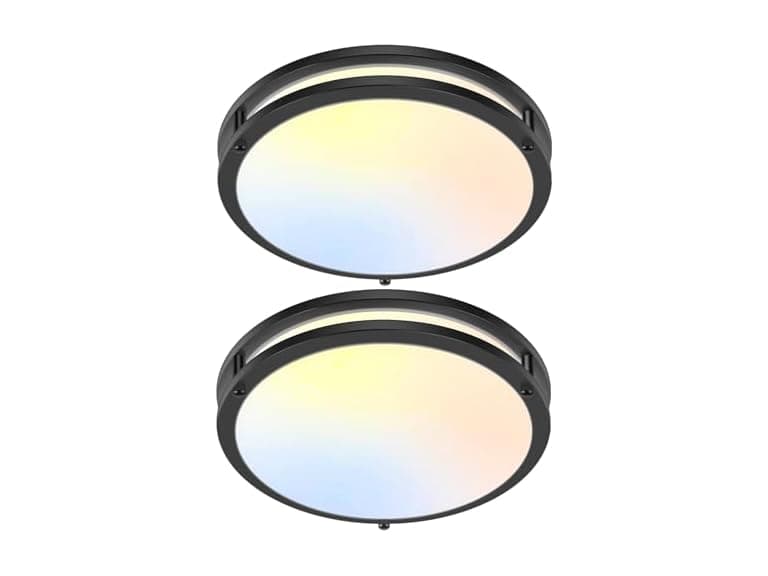 GoBright 13IN Flush Mount LED Ceiling Light, Black - Image 1