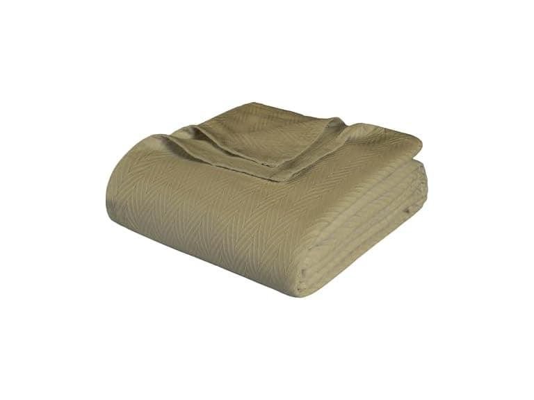 Superior Cotton Chevron Zig-Zag Blanket, California King, Sage - Image 1