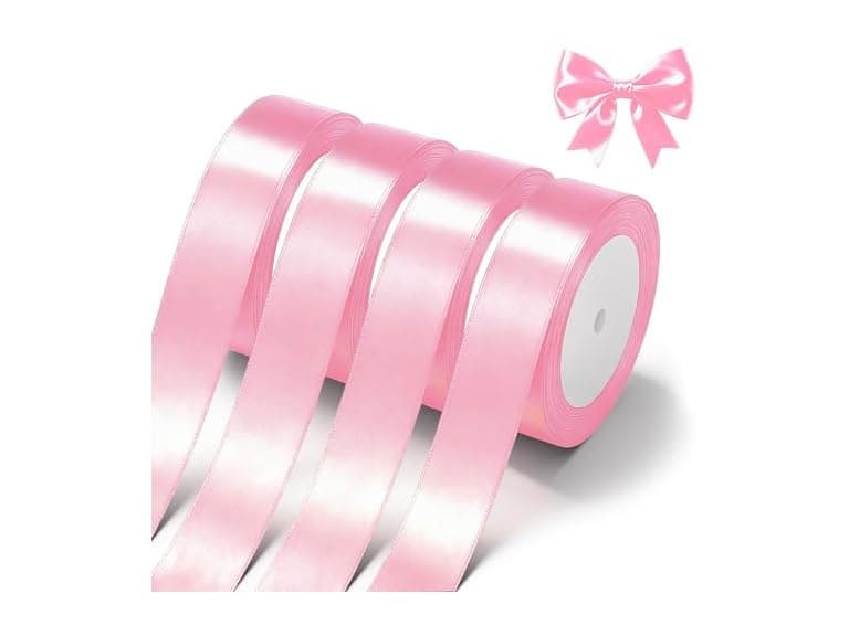 Pink Satin Ribbon 1" x 4 Rolls - Image 1