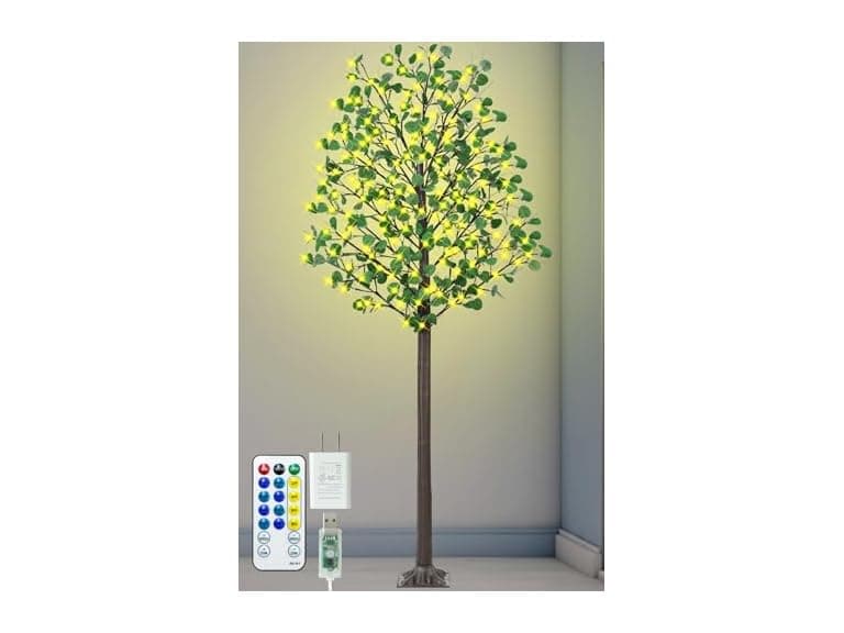 7FT Lighted Eucalyptus Tree w/ 170 LED - Image 1
