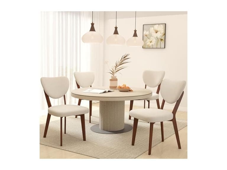Wooden Dining Chairs Set of 4, Modern Fabric Upholstered Dining Room Chair Kitchen Chairs, Farmhouse Dinner Chair for Kitchen Dining Room (Open Box) - Image 1