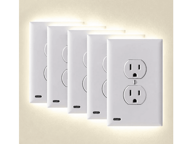 Hakol 5-Pack Outlet Cover with Built-In LED