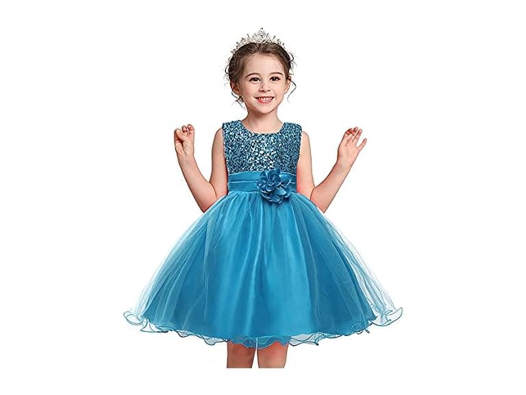 Super Fairy Girls (4-5T) Flower Sequin Mesh Dress - Image 1
