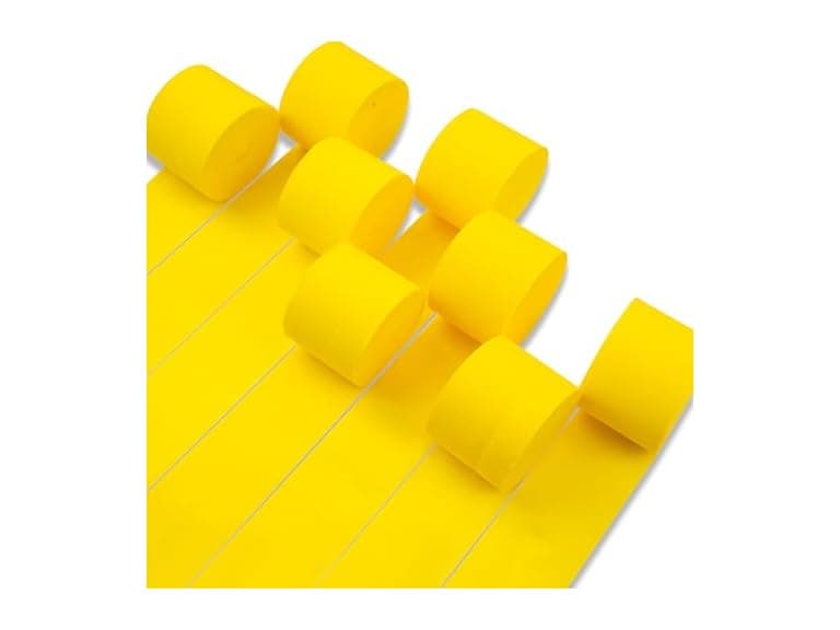 PartyWoo Yellow Crepe Paper 8pcs Pastel Yellow Streamers - Image 1