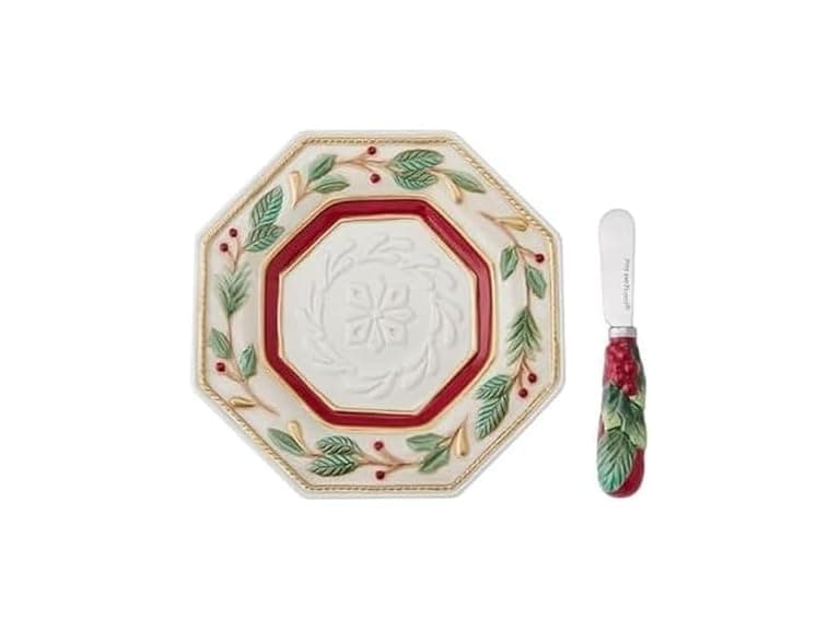 Fitz and Floyd Woodland Holiday Plate and Spreader Set - Image 1
