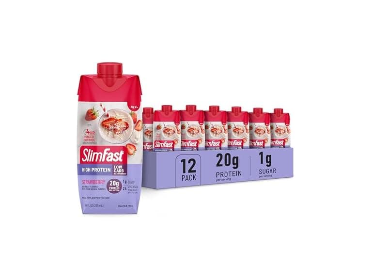12CT SlimFast Protein Shake, Strawberry- 20g Protein - Image 1