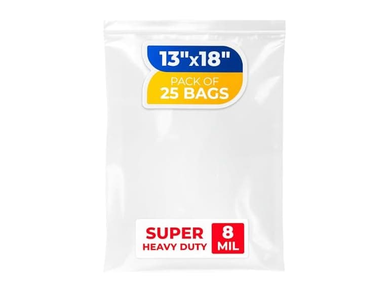 Paclord Extra Large 13" x 18" Poly Zip Seal Lock Bags, 8 Mil, Pack of 25 - Image 1