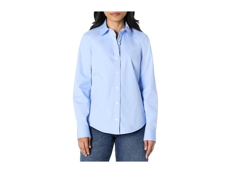 Amazon Essentials Women Regular-Fit Stretch Poplin Button-Up Shirt - Image 1