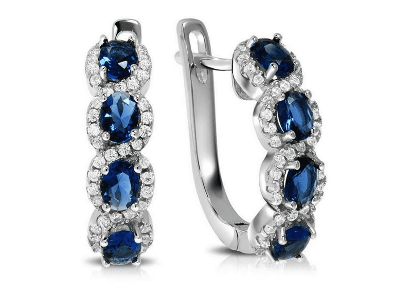 Sapphire Huggie Halo Earrings - Image 1