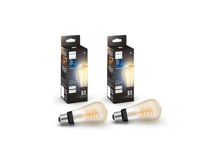 Philips Hue Smart 40W ST19 Filament LED Bulb, 2 Pack - Image 1