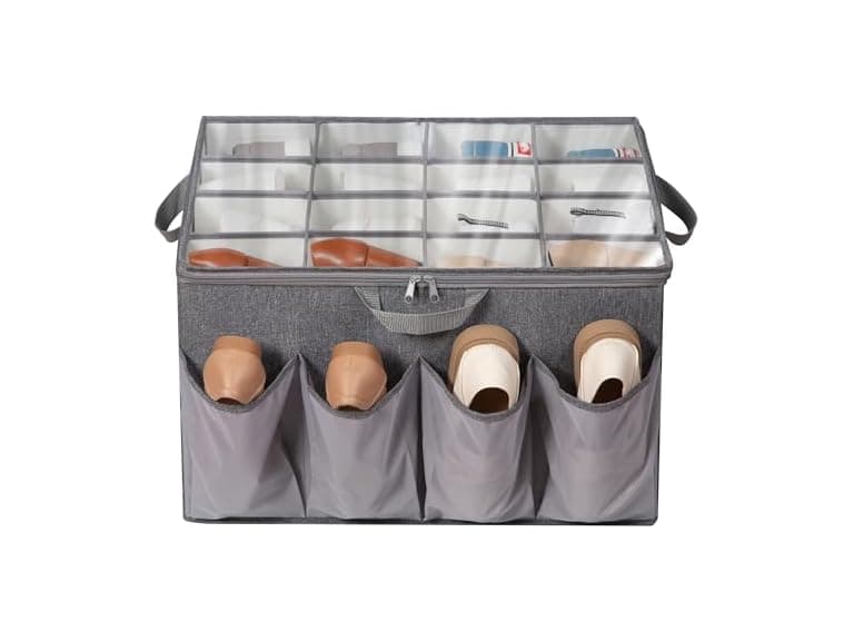 STORAGEIDEAS Fabric Shoe Organizer for Closet Grey, 1 Pack - Image 1