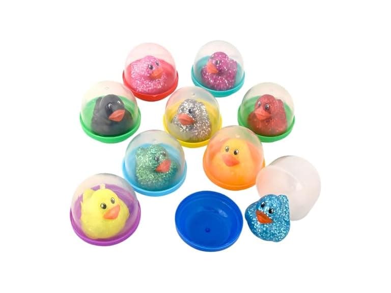 1.5" Rubber Glitter Duckling in 2" Capsule 250ct - Image 1