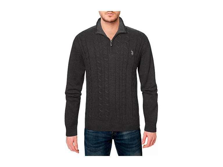 U.s. Polo Assn. Men (L) Cable Knit Quarter Sweater - Image 1