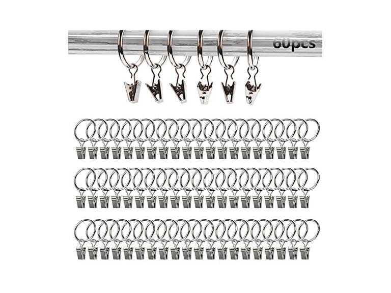 CRIVERS 60pc Practical Metal Curtain Clips, D - Image 1