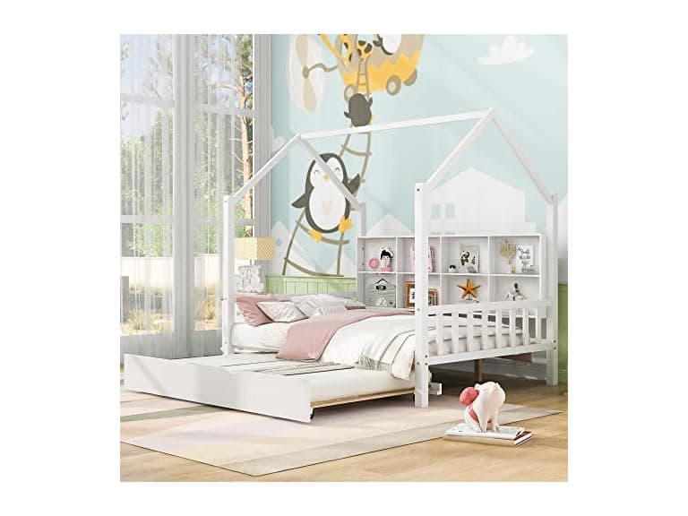 Merax Full Daybed with Trundle, White - Image 1