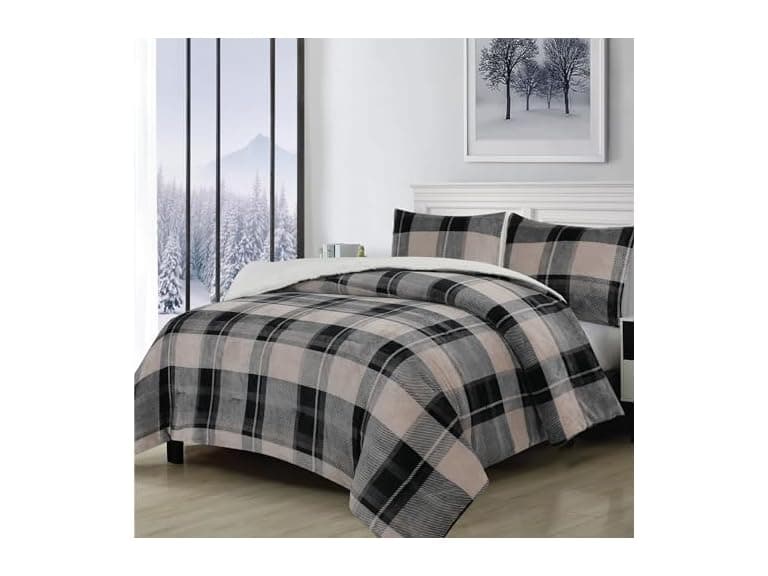 Flannel Plush & Sherpa 3PC Comforter Set - Image 1