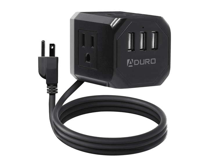 Aduro Square Power Strip - 3 AC Outlets & 3 USB Ports - Image 1