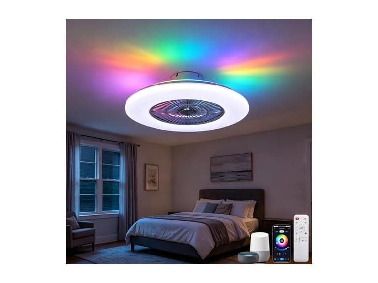 Voice Control Low Profile Ceiling Fan RGB - Image 1