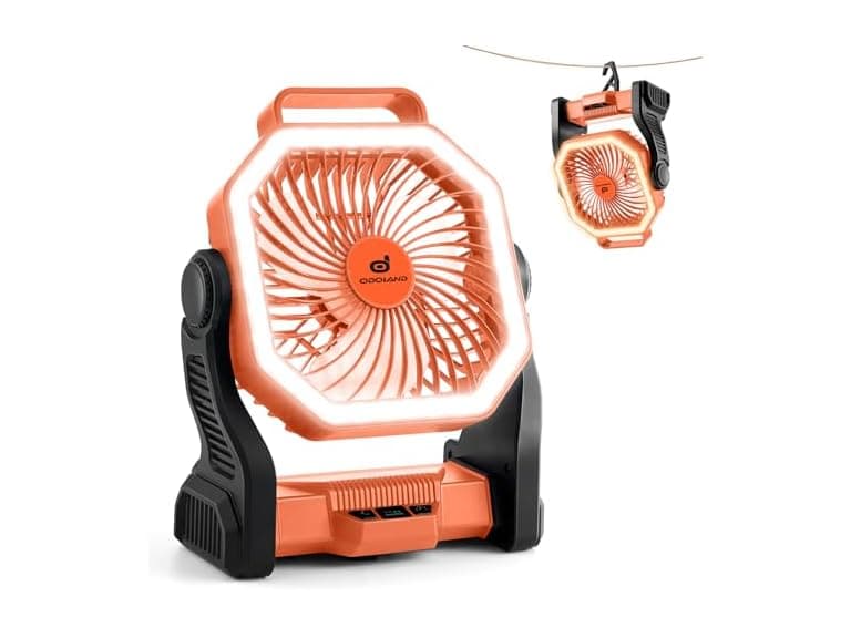 Odoland Orange Rechargeable Camping Fan - Image 1