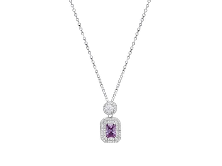 Violet Emerald Cut Diamond Necklace - Image 1