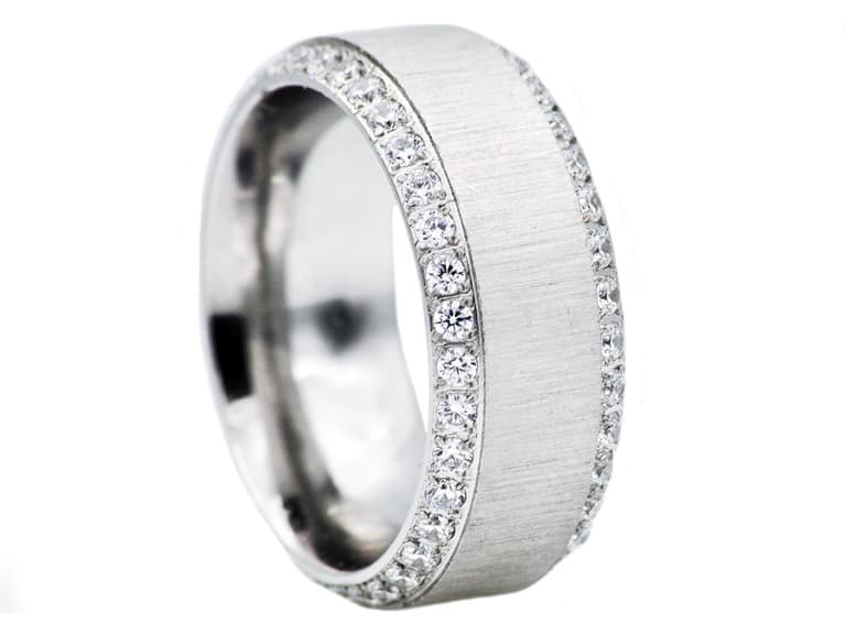 Stainless Steel Double Row CZ Ring - Image 1