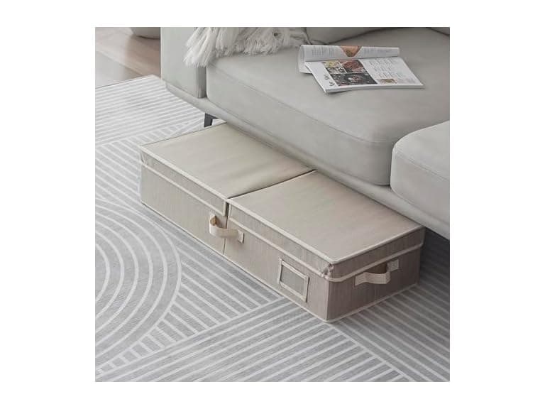 Sukkiri Homu Under Bed Fabric Zipper Blanket Storage Container  Clay - Image 1