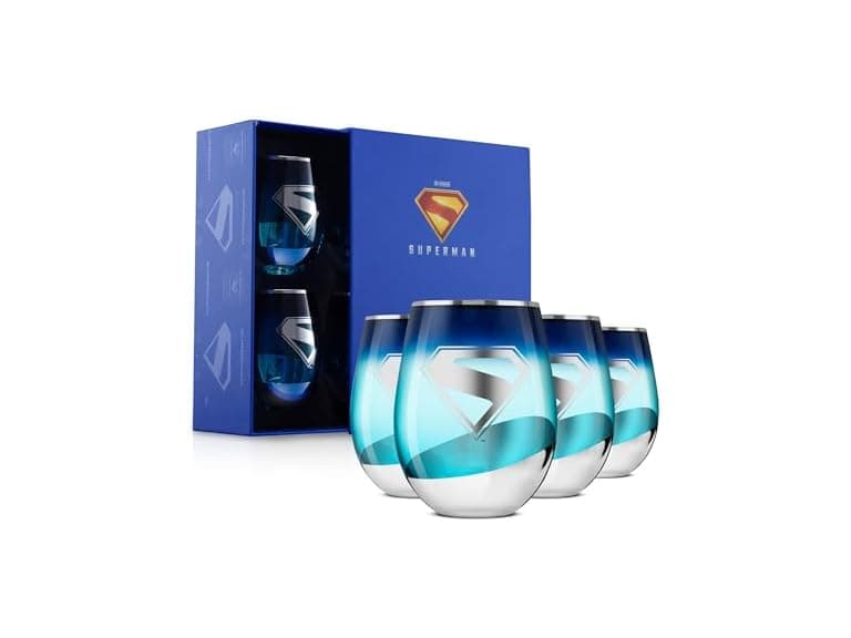 JoyJolt DC Superman A Symbol of Hope Stemless Drinking Glasses - Image 1